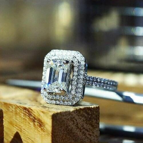 Huitan Bling Bling Geometric Shaped Rings for Women Brilliant Wedding Engagement Accessories Full Cubic Zirconia Luxury Jewelry