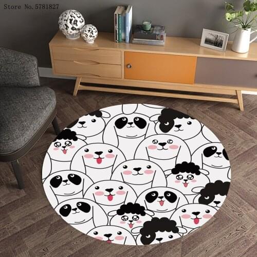 Dog Cat Rabbit Round Carpet 3D Print Cartoon Animal Carpet For Bedroom Mat Kitchen Doorway Floor Rug Home Textile Floor Carpet
