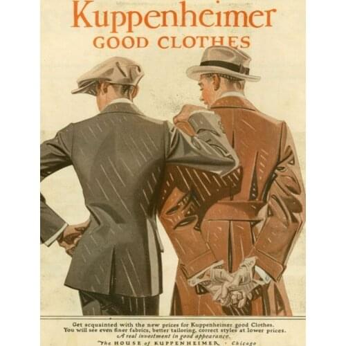 Kuppenheimer, USA (1910) OLD STYLE ADVERT LARGE METAL TIN SIGN POSTER RETRO