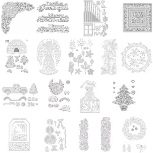 Metal Cutting Dies Floral Lace Frame Tag Merry Christmas Elf Angel Crafts Card Album Making DIY Scrapbooking Stencil New 2020