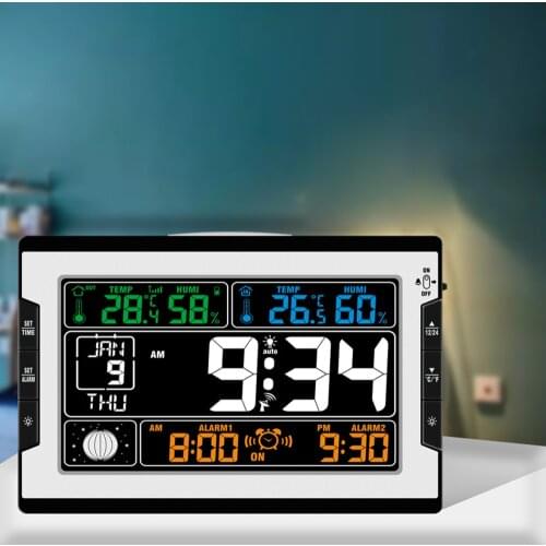 CJ-6612RF Weather Station Wireless Indoor Outdoor Sensor Thermometer Hygrometer Digital Alarm Clock Barometer Forecast Color