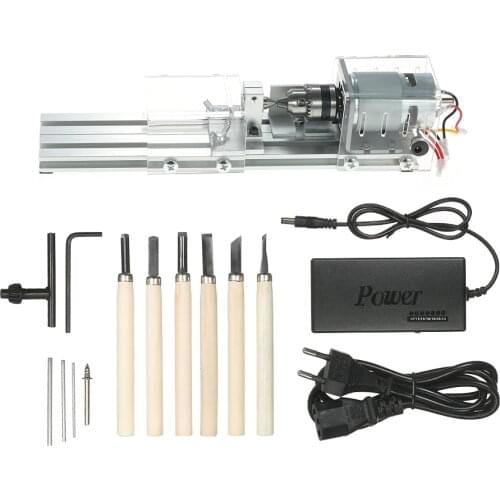 EU 12-24V 100W Mini Beads Lathe Machine Mini Torno Milling Machine Woodworking Wood Working Lathe Polishing Drill Rotary Tool