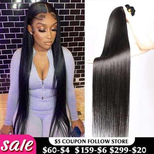 MissCara Straight Hair Bundle Bone Straight Human Hair Bundles 30 inch Virgin Hair Bundles Brazilian Weave Human Hair Extensions
