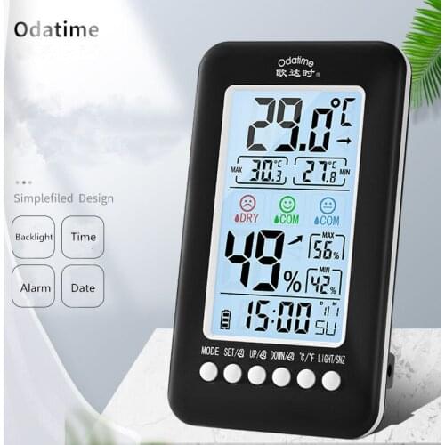 Odatime Multifunctional Digital Thermometer Hygrometer Household Electronic Smart Thermometers Weather Station with Alarm Clock