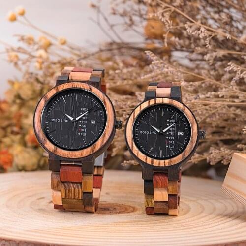 BOBO BIRD Wooden Watch Men relogio masculino Fashion Couple Quartz Wristwatch Date and Week Display Women Retro Timepieces Gift
