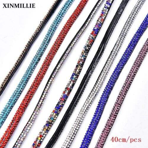 New 40cm/Piece HotFix Glass Crystal Rhinestone Applique Strass Trim Bridal Wedding Dress Decoration Headress Hairpin DIY Garment