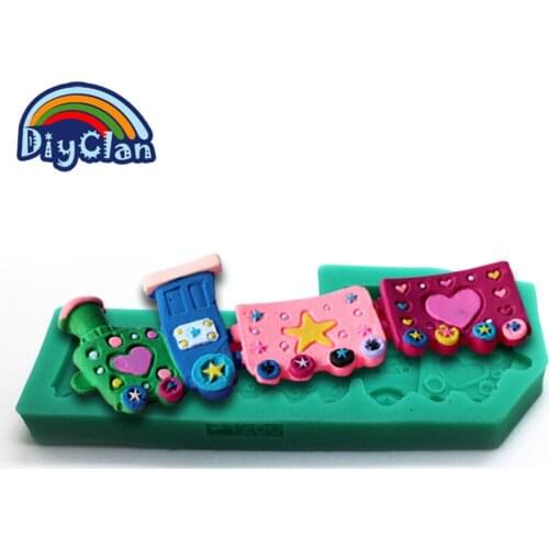 New arrival Toy train silicone fondant cake molds chocolate mold soap mould cake tools for the kitchen baking F0197HC35