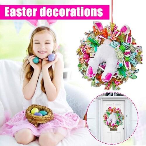 Easter Rabbit Wreath Decor for Front Door Easter Thief Bunny Butt with Ears Rabbit Shape Garland Wall Decor Easter Decor can CSV