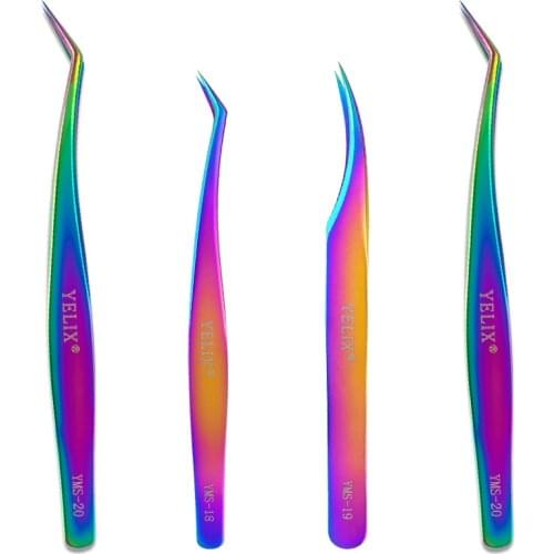 Professional Eyelashes Tweezers Stainless Steel High Precision Anti-static Lash Extension Eyebrow Tweezers Makeup Tools Supplies