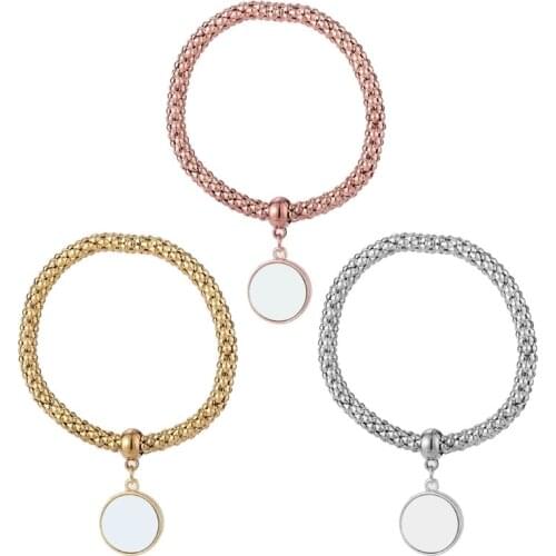 Diy Jewelry Making Sublimation Blank Round Shape Bracelets Pendants Gifts for DIY ID Name Tags