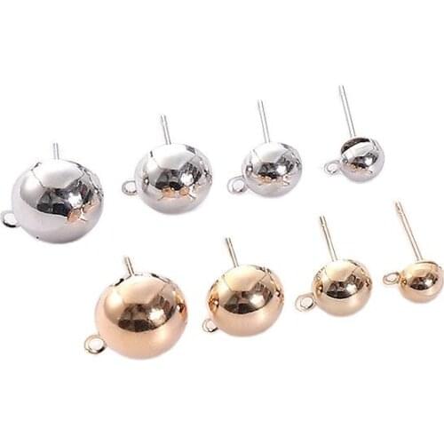 10pcs 6/8/10/12mm Gold Color Pendant for DIY Stud Earrings Handmade Earring Making Accessories Women Jewelry Findings
