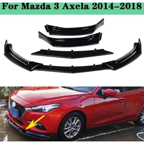 3 PCS Car Front Bumper Splitter Diffuser Lip Body Kit Spoiler Protector Cover Deflector Lips For Mazda 3 Axela 2014-2018
