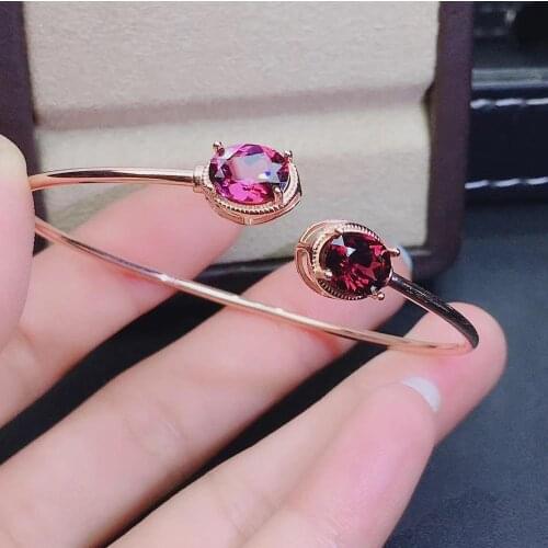 Super High Quality 100% Natural and Real Garnet Bangle 925 sterling silver Garnet Bangle