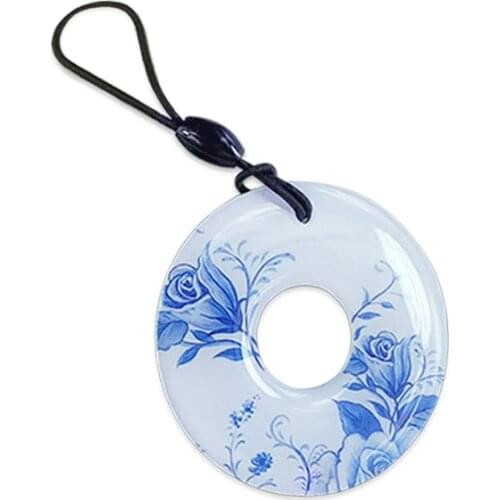 Waterproof 13.56MHz RFID Sticker Round Crystal Epoxy Resign Keyfob Keychain S50 1K Chip NFC Tag IC Smart Card with Keyring