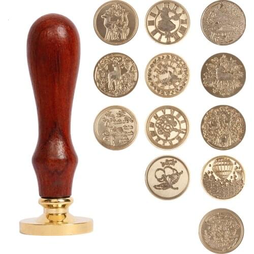 Antique Plant Metal Sealing Wax Stamps Wood Handle For DIY Wedding Invitations Ancient Fairytale Series Wax Seal Stamp Decor