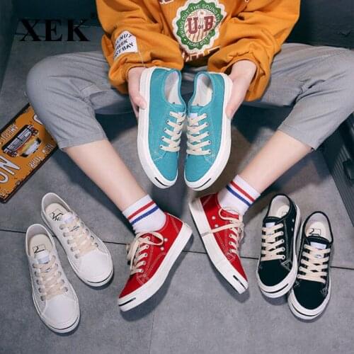 XEK 2018 couple canvas shoes spring and summer low to help flat breathable lightweight mens shoes casual men shoes ZLL323