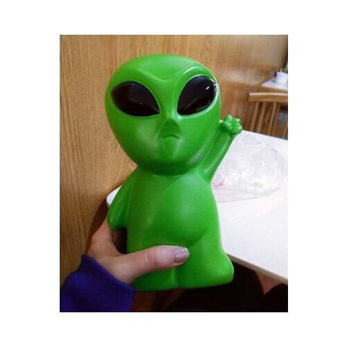 Green Resin Cartoon Alien Piggy Bank Boy Model Toys Paper Money Storage Coins Box New Year Christmas New Year Gift for Kids