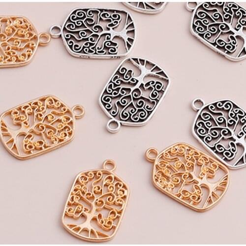 10pcs 14*22mm Plant Pendants Christmas Trees Charms Beads Necklaces Bracelets for Jewelry Making Geometric Alloy Findings