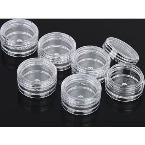 100Pcs Cosmetic Jar 3/5g Small Empty Cosmetic Refillable Bottles Plastic Eyeshadow Makeup Face Cream Jar Pot Container