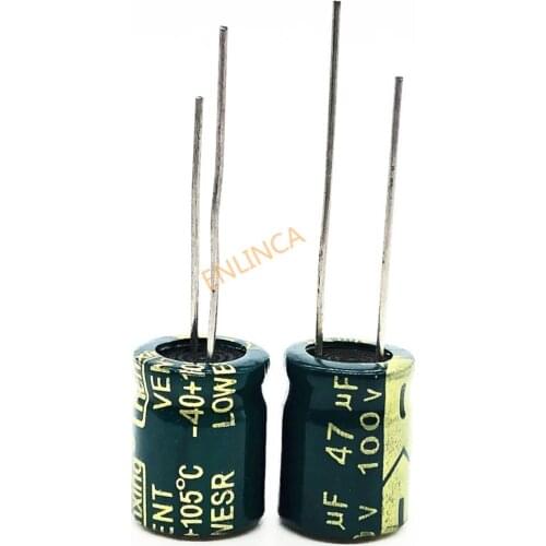 110pcs/lot high frequency low impedance 100V 47UF 8*12 20% RADIAL aluminum electrolytic capacitor 47000nf 20