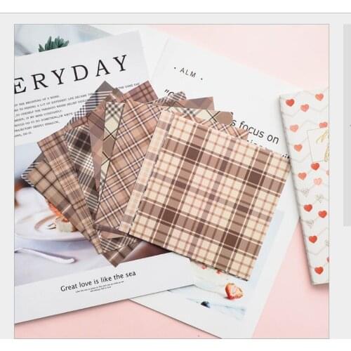 12sheets/pack Vintage plaid checks grids background decoration material sticker DIY planner scrapbooking index label stickers