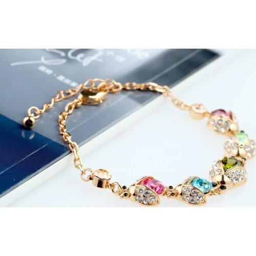2019 Korean Edition Charm Bracelet Jewelry Wholesale Austria Imports Czech Drill Beetle Exquisite Bracelet Snap Button Jewelry