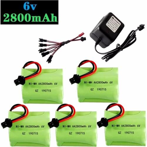 6v 2800mAh Battery and Charger For RC Cars Robots Tanks Truck Gun Boats 6v NiMH Battery Aa 700mah 6v Rechargeable Battery Pack
