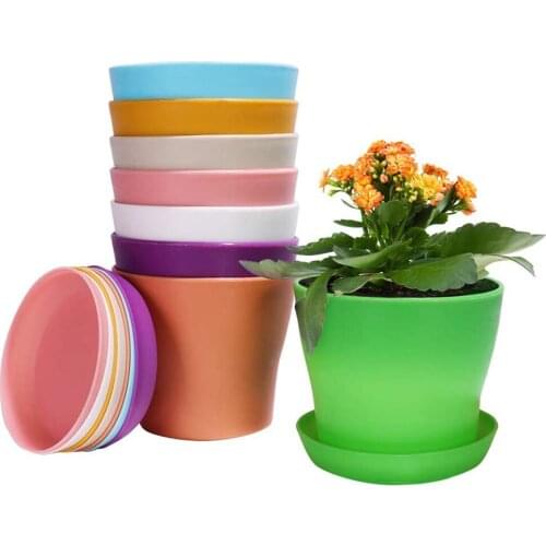 8PCS Plastic Planter Flower Plant Pots Gardening Containers Lightweight and Durable Eco-friendly Drain Holes Wide Application