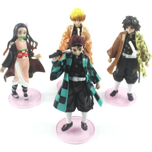 4pcs/set 15cm Tanjiro Nidouzi Inosuke Zenizu Figuras PVC Figurine Demon Slayer Anime Figure Model Toys for Children