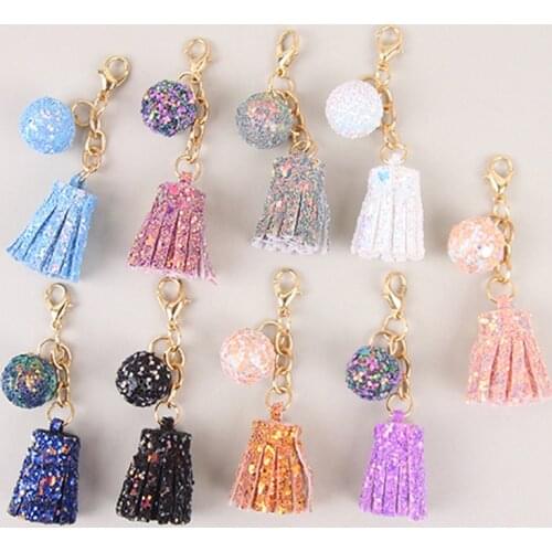 5PCS Laser Lobster Clasp Tassel Keychain Mobile Phone Accessories DIY KeyChain Earring Accessories Women Bag Trinket Accessories