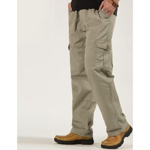 Men Cargo Pants Trousers 2021 Spring Autumn Cotton Sweatpants Multi-pocket Mens Tactical Pants Plus Size Loose Pants Men 6XL