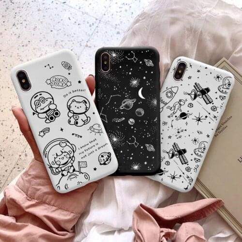 Outer Space Station Planet Astronaut Rocket Case For iPhone SE 2020 10 X XR XS MAX 8 7 6 6S Plus 12 Mini 11 Pro Max Matte Cover