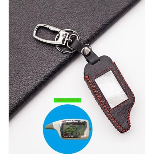 M5 Carrying Stylish Leather Key Case For Scher-khan Magicar 5 6 M5 M902F 903F Two-Way Car Alarm LCD Transmitter Remote Fob Cover