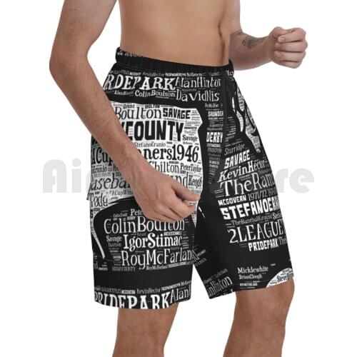 Derby County Club Crest Beach Shorts Men Beach Pants Swimwear Derby County Derby Rams Whites Soccer Football Sport