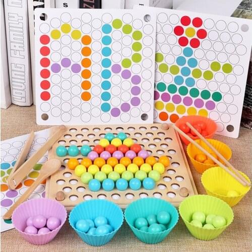 Kids Toys Montessori Wooden Toys Hands Brain Training Clip Beads Board Math Game Baby Early Educational Toys for Children Gift