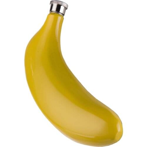 5 Oz Banana Stainless Steel Hip Flask Creative Portable Banana Shape Yellow Liquor Whiskey Alcohol Pocket Bottle Bridesmaid Gift
