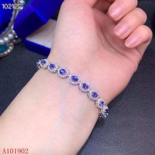 KJJEAXCMY boutique jewelry 925 sterling silver inlaid natural sapphire ladies luxury bracelet support detection