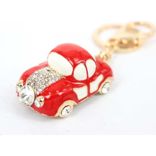 Lovely Red Car New Fashion Cute Crystal Charm Delicacy Pendant Key RING Bag Chain Best Jewelry Gift For Beat Friend