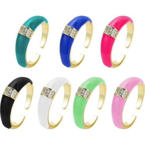 2021New arrivals Micro Pave Zircon Color Dripping Open Ring For Women Men Trendy Jewelry Party Gifts