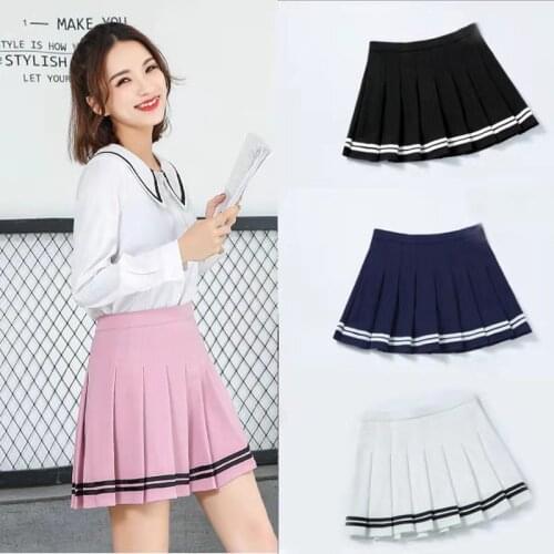 Korean Fashion New Summer Skirts For Women Harajuku Japanese Style Pink Striped Sweet Sexy Mini Skirts Slim Pleated Skirt Girls
