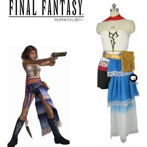 Final Fantasy X-2 Yuna Any Size Uniform Dress Games Cosplay Costumes Free shipping