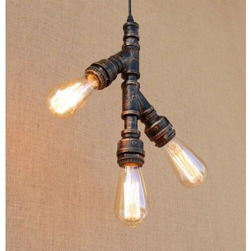 Loft Style Iron Water Pipe Lamp Edison Retro Pendant Light Fixtures RH Vintage Industrial Lighting Dining Room Hanging Lamp