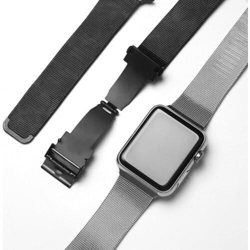 Metal Strap for Apple Watch Band Series 6 SE 5 4 44mm 40mm Milanese Bracelet for iwatch 3 2 42mm 38mm Double Buckle Replacement
