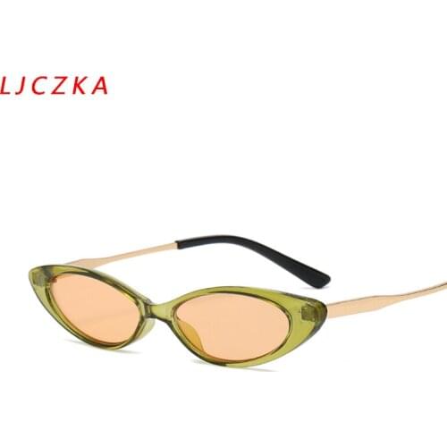 LJCZKA Cute Luxury Brand Sexy Cat Eye Sunglasses Women Retro Small Frame Fashion Eyeglasses Beach Outdoor Gafas De Sol Mujer UV