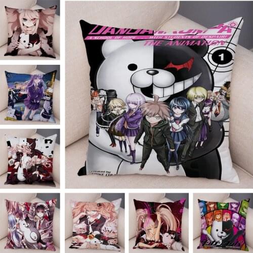 Cartoon Monokuma Danganronpa Cushion Cover Decor Classic Anime Game Pillowcase Soft Plush Pillow Case for Sofa Home Car 45x45cm