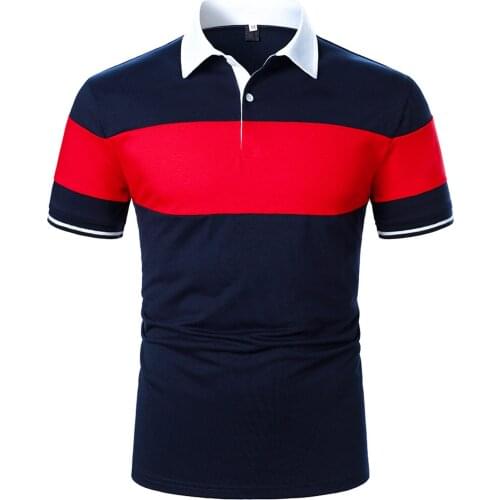 Mens Polo Shirts Patchwork Print Button Turn Down Collar Mens Shirt Short Sleeve Summer Daily Casual Polo Shirt Chemise Homme