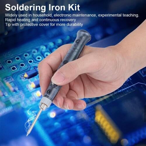 TS100 Electric Soldering Iron Pen Kit 8W 5V Temperature Adjustable with Tin Soder Wire Curved Plier Small Tin Coil Repair Tools