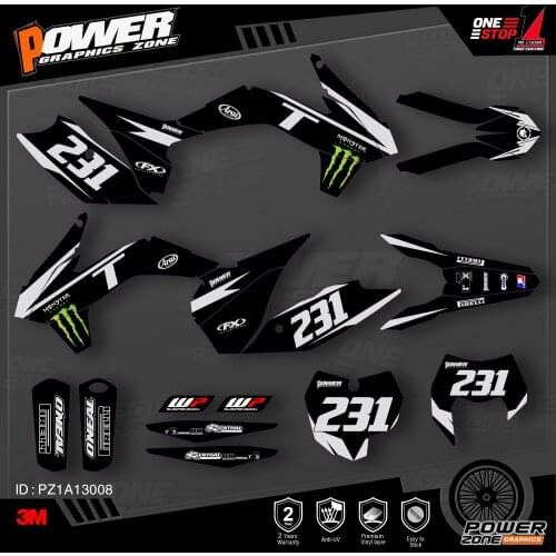 PowerZone Custom Team Graphics Backgrounds Decals 3M Stickers Kit For KTM SX SXF MX 13-15 EXC XCW Enduro 14-16 125 to 500cc 08