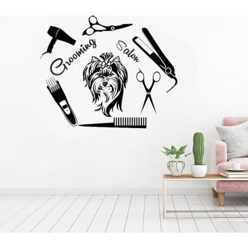 Pet Shop Wall Sticker Grooming Salon Wall Decal Posters Vinyl Removable Wall Art Decals Mural Pet Clinic Wall Decor Mural C656