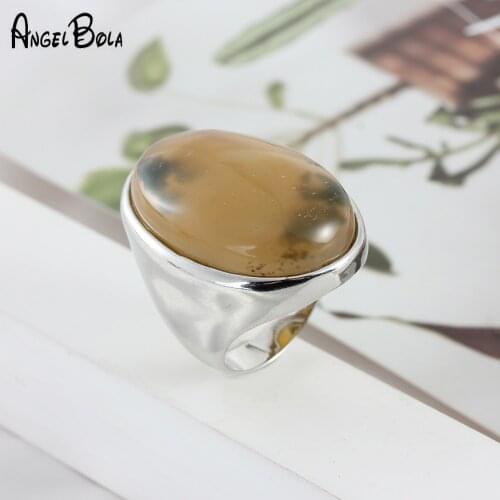 New Oval Quartz Jade Transparent Crystal Chakra Party Wholesale Womens Engagement Ring Retro Mens Punk Ring High Jewelry